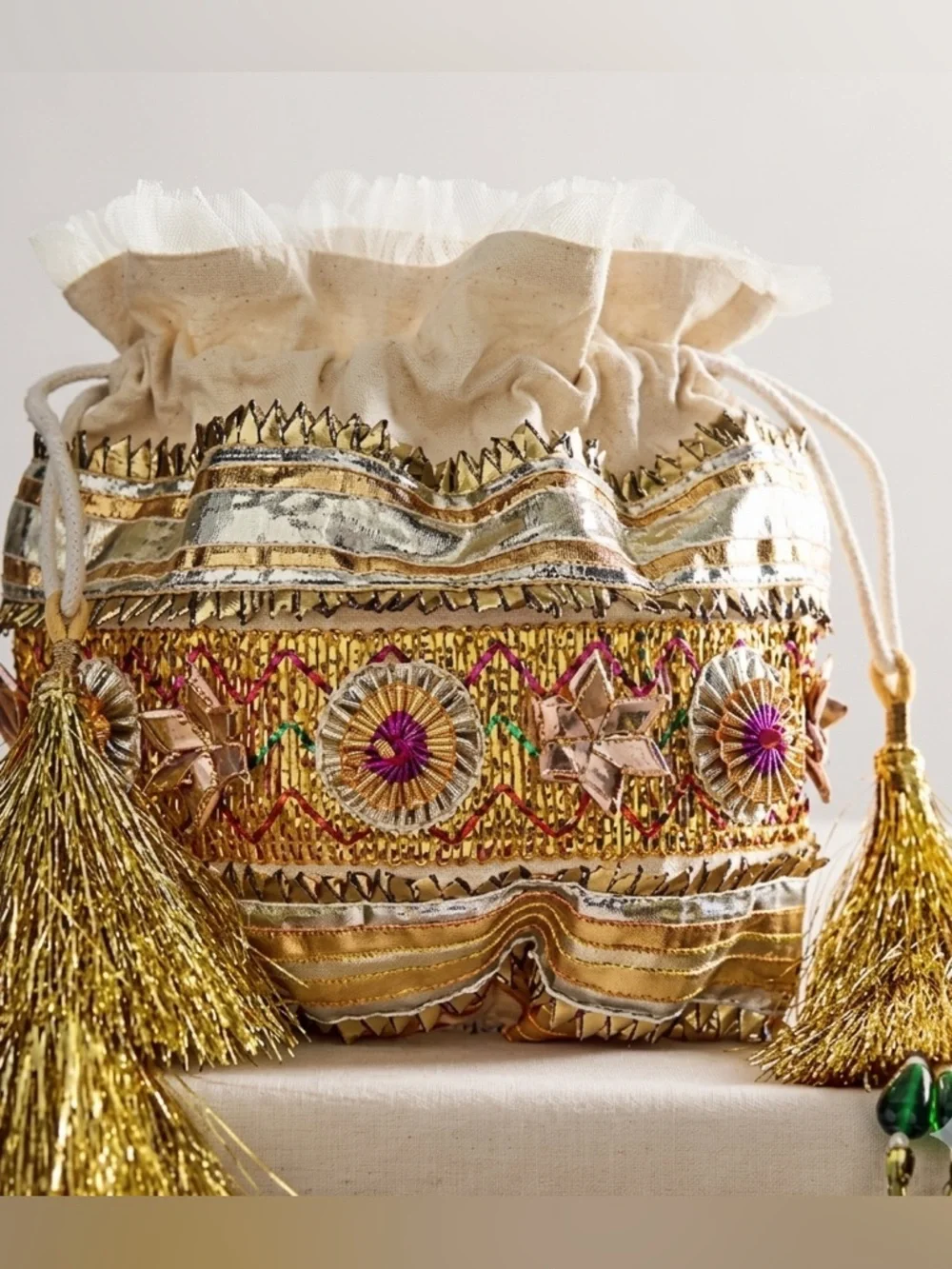 Free People NWT Seasons Sparkle Mini Gift Sack